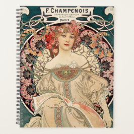 Vintage romantic Mucha-illustrationsplanerare