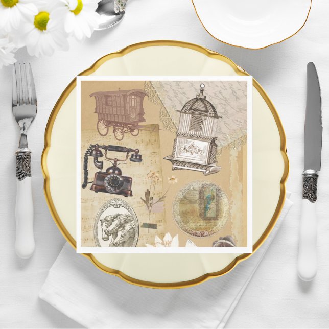 Vintage Romantic Papper Napkins Pappersservett (Skapare uppladdad)