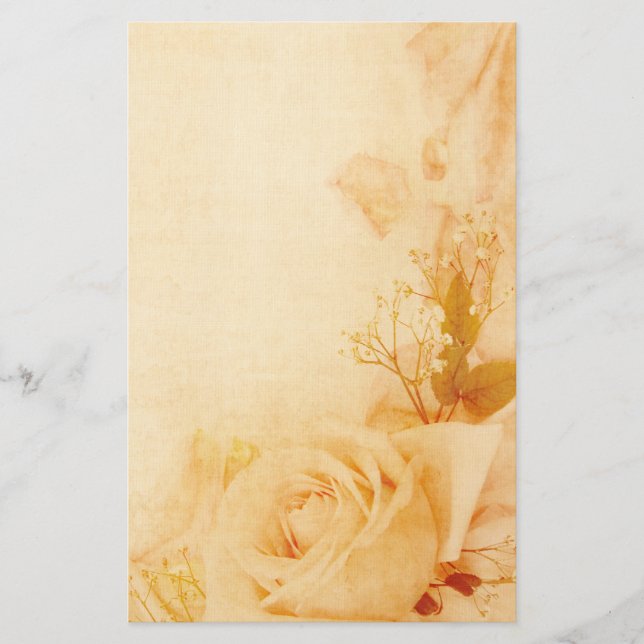 Vintage Romantic Ro Parchment Stationery Brevpapper (Framsida)