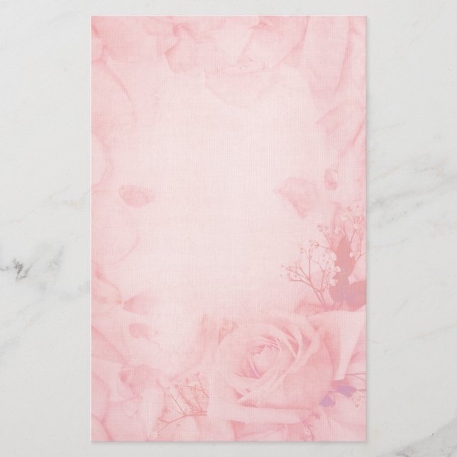Vintage Romantic Rosa ros Stationery Brevpapper (Framsida)