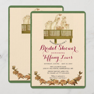 Vintage Romantic Rustic Blommigt Möhippa Inbjudningar