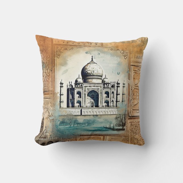 Vintage Romantic Taj Mahal Kudde (Framsida)