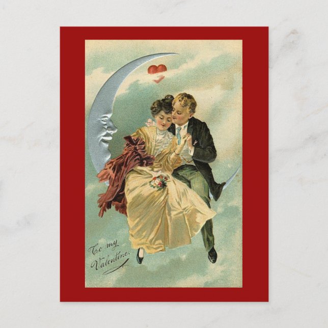 Vintage Romantic Valentine (3) Helg Vykort (Framsida)
