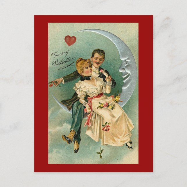 Vintage Romantic Valentine (4) Helg Vykort (Framsida)