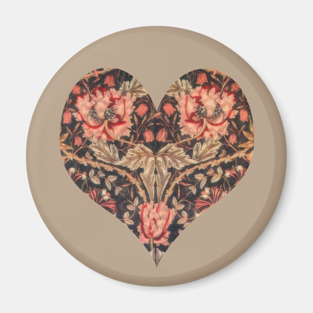 Vintage Romantik Blommigt Heart Magnet (Framsidan)