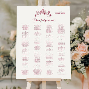 Vintage Romantik Burgundy Alfabetiskt säte Poster