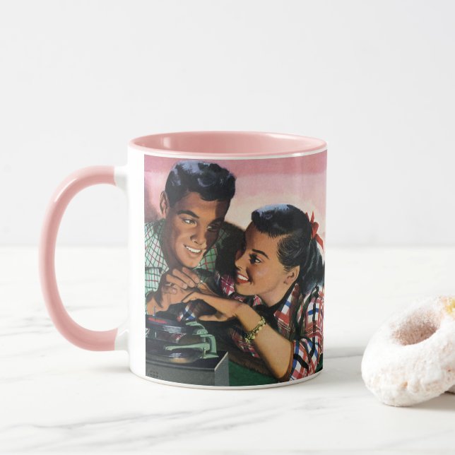 Vintage-romantik, kära skolpojkvänner mugg (Med munk)