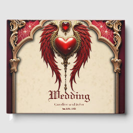 Vintage romantik med hjärta och vingar. gästböcker