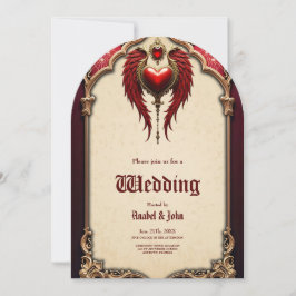 Vintage romantik med hjärta och vingar. inbjudningar