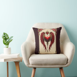 Vintage romantik med hjärta och vingar. kudde