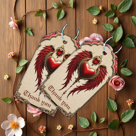 Vintage romantik med hjärta och vingar. presentetikett