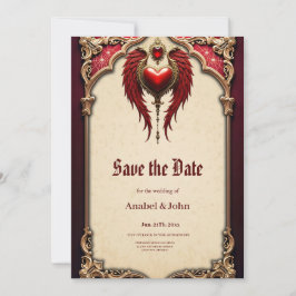 Vintage romantik med hjärta och vingar. spara datumet