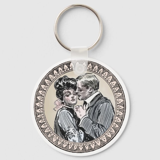 Vintage Romantik par: Antique Ro Girly Kärlek Nyckelring (Framsida)