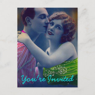 Vintage Romantik par Bröllop-vykort Inbjudan Vykort