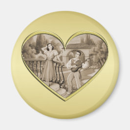 Vintage Romantik par, man och kvinna, guld Magnet