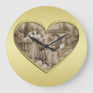 Vintage Romantik par, man och kvinna, guld Stor Klocka