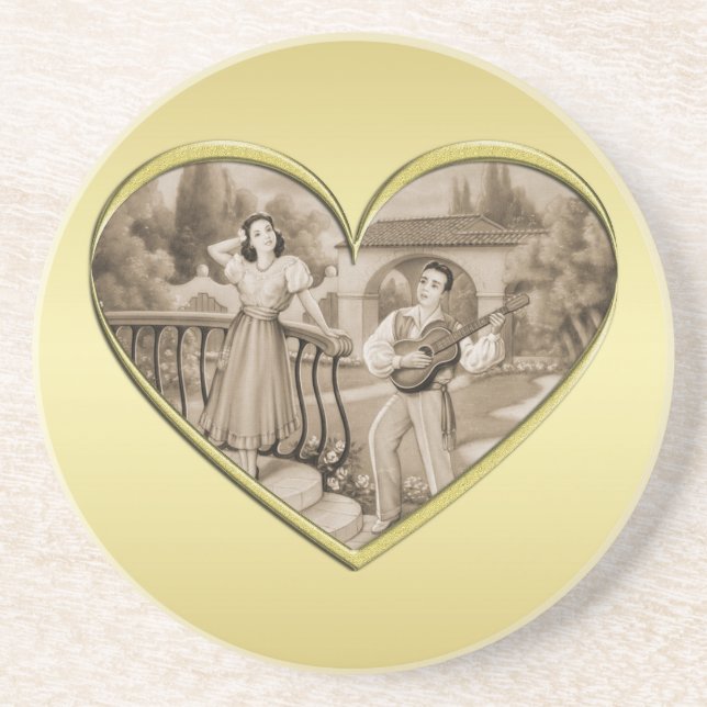 Vintage Romantik par, man och kvinna, guld Underlägg (Framsidan)