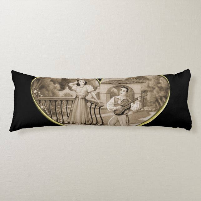 Vintage Romantik par, man och kvinna kärlek Kroppskudde (Framsidan)