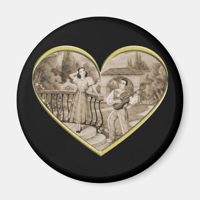 Vintage Romantik par, man och kvinna kärlek Magnet (Framsidan)