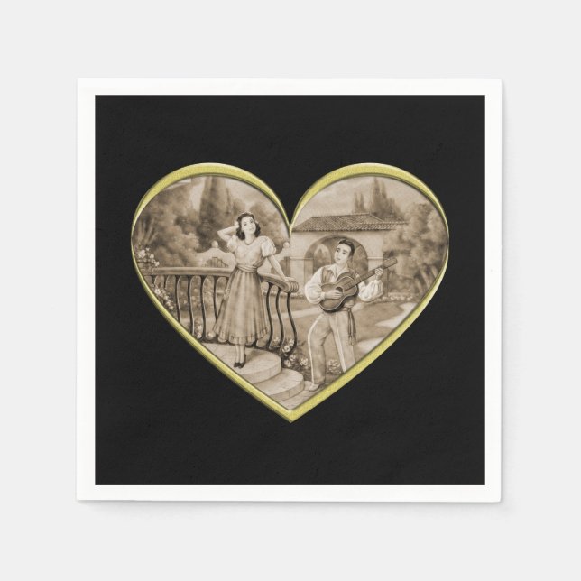 Vintage Romantik par, man och kvinna kärlek Pappersservett (Framsidan)