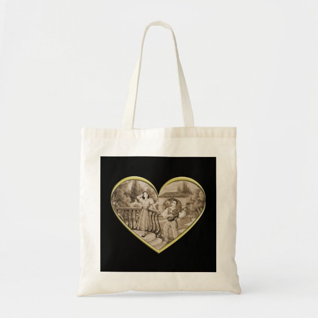 Vintage Romantik par, man och kvinna kärlek Tygkasse (Framsidan)