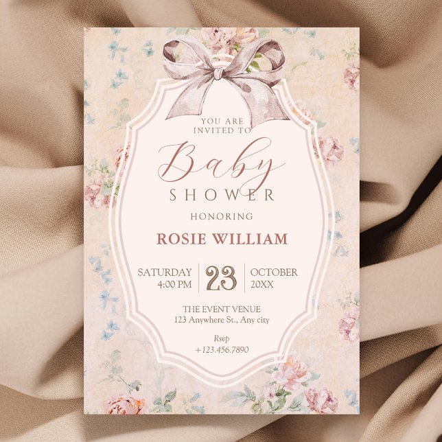 Vintage romantisk baby shower inbjudningar (Skapare uppladdad)