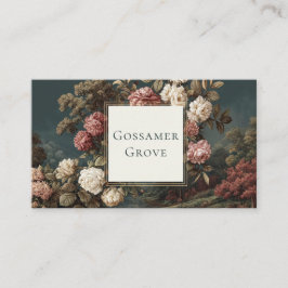 Vintage Romantisk Blommig Landskapsmålning Guldram Visitkort