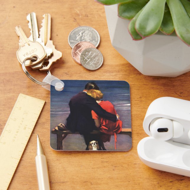 Vintage Romantisk Kärlek, Romans på Stranden Nyckelring (Skrivbord)