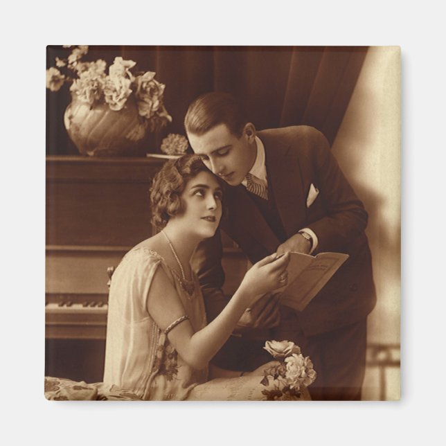 Vintage romantisk musik, kärlek och romantik älska magnet (Framsidan)