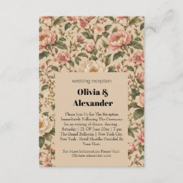 Vintage Romantisk Pion & Ros Trädgårdsmönster Tilläggskort