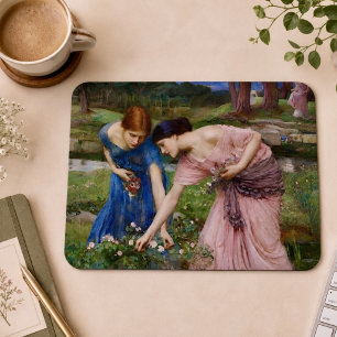 Vintage Romantisk Trädgård Kvinnor Pre-Raphaelite Musmatta