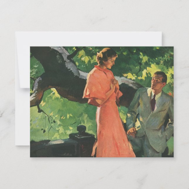 Vintage Romantiskt Bröllops Förlovningsinbjudan Inbjudningar (Framsida)