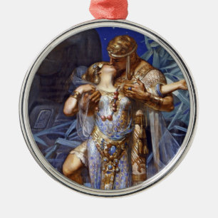 Vintage Romantiskt Par Anthony och Cleopatra Kyss Julgransprydnad Metall