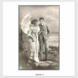 Vintage Romantiskt par med parasol Klistermärken