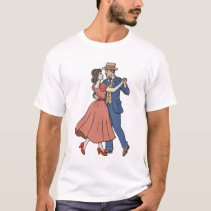Vintage Romantiskt Par som Dansar Retro 1950-tal  T Shirt