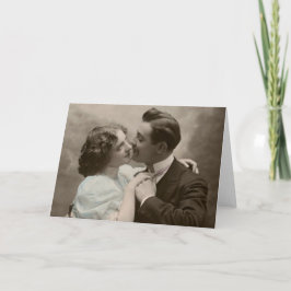 Vintage Romantiskt par Valentine Card Helgkort