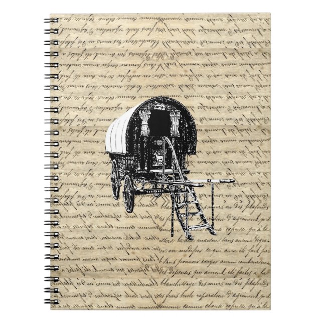 Vintage Romany Gypsy-vagn Anteckningsbok (Framsidan)