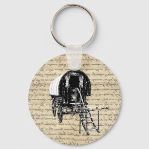 Vintage Romany Gypsy-vagn Nyckelring