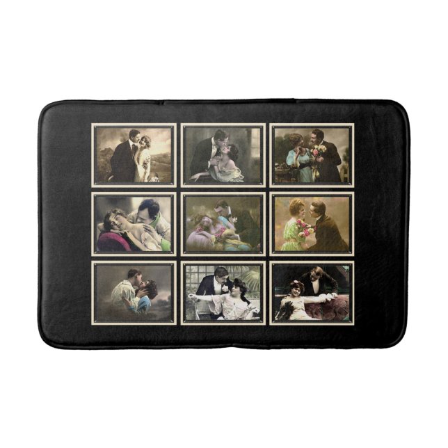 Vintage Romatiskt par färgat badmatt Badrumsmatta (Framsidan)