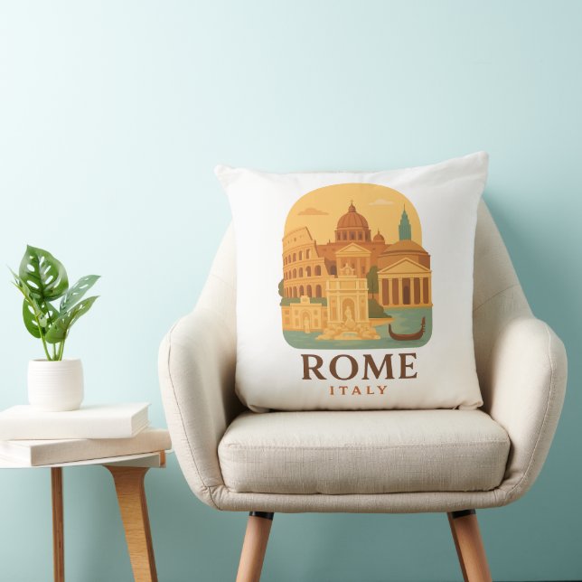 Vintage Rome Colosseum & Pantheon Throw Pillow  Kudde (Stol)