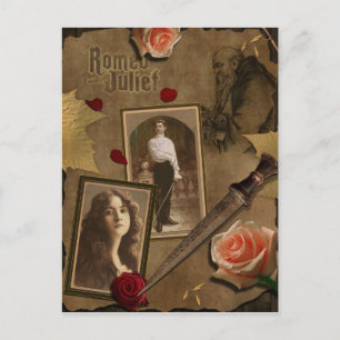 Vintage Romeo och Juliet Scrapbook Postcard Vykort