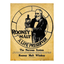 Vintage Rooney Malt Whiskey Liquor Sign