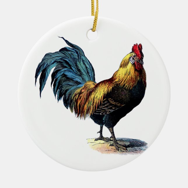 Vintage rooster julgransprydnad keramik (Framsidan)