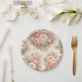 Vintage Ros Blommönster | Elegant Pastell