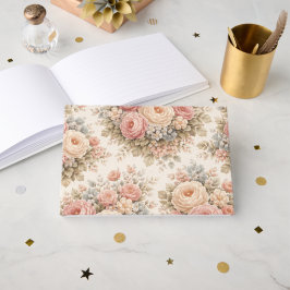 Vintage Ros Blommönster | Elegant Pastell  Gästböcker