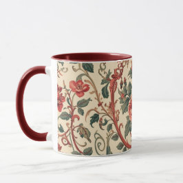 Vintage Ros & Fågelmönster Romantisk Art Nouveau Mugg