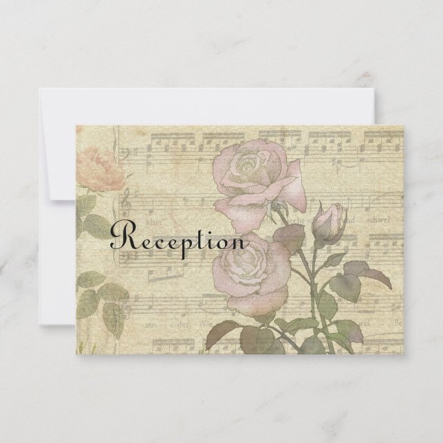 Vintage Ros och notblad bröllopsset Inbjudningar (Framsida)