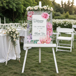 Vintage Ros Romantisk Botanisk Bröllop Välkommen Poster