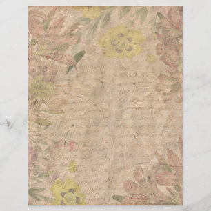 Vintage Rosa Åldras Blommigt Skrapbok Papper