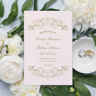 Vintage Rosa Antique Flourish Bröllopsprograms
